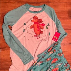 Winter Teal and White Pajama Set